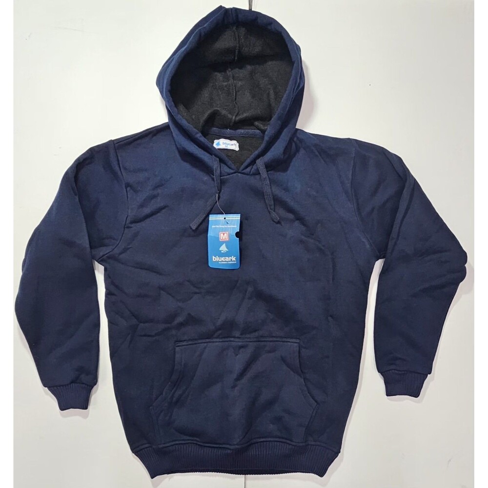 Blueark Men's Hoodie Medium Navy Blue Fleece Pullover Pocket NWT Sweatshirt M